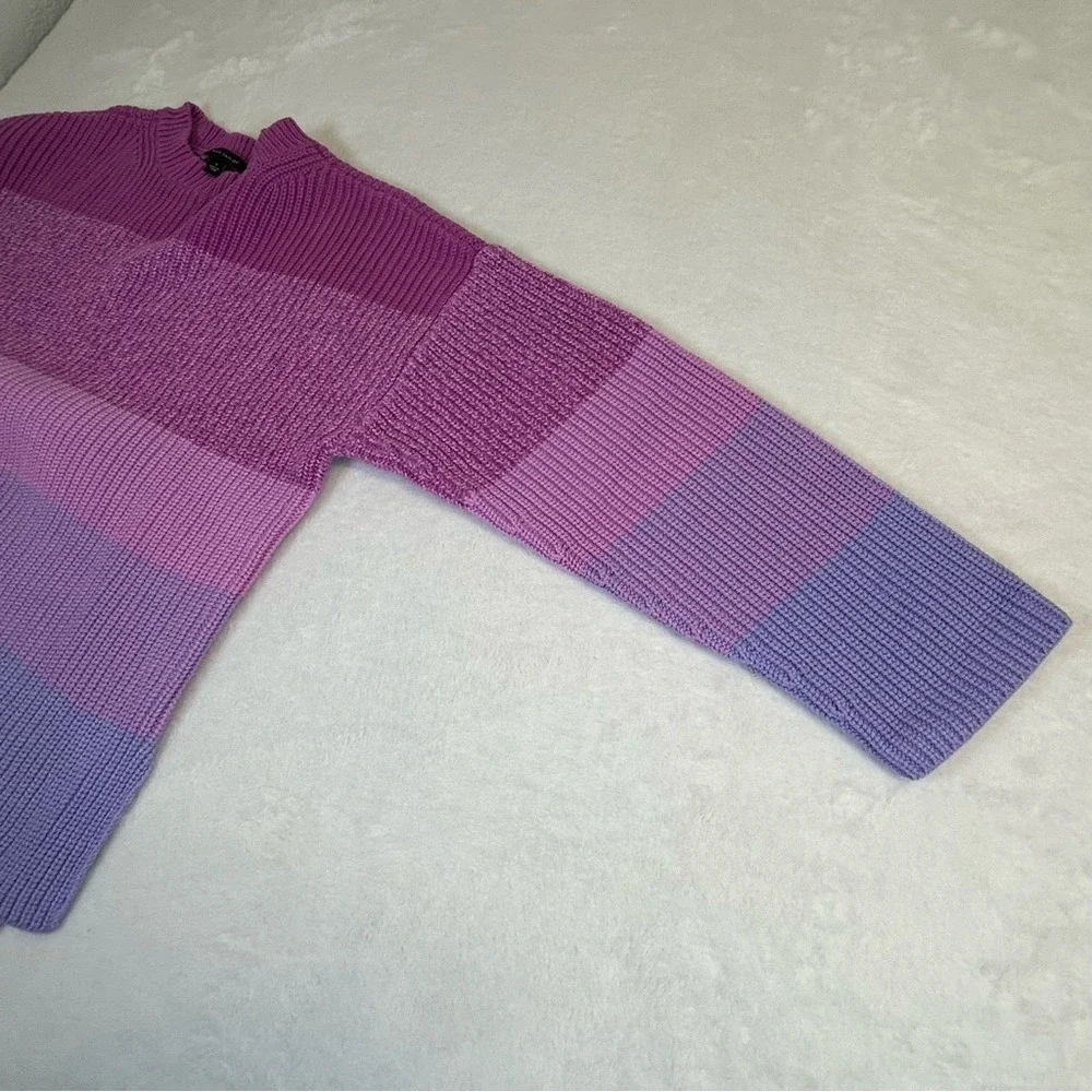 Ann‎ Taylor Pink and Purple Color Block Knit Sweater Women's Size Medium